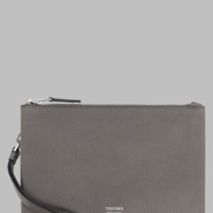 POUCHETTE MINIMAL SOTTILE IN PELLE FIORE CON CINTURINO DA POLSO