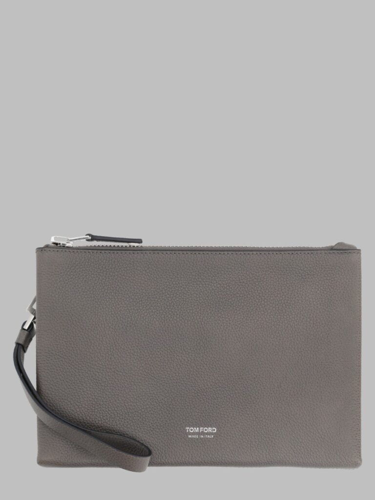 POUCHETTE MINIMAL SOTTILE IN PELLE FIORE CON CINTURINO DA POLSO
