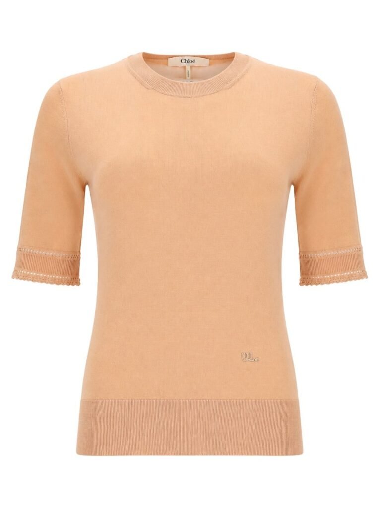 PULLOVER A MANICHE CORTE IN MAGLIA DI LANA