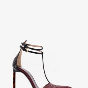 Python-effect leather pumps