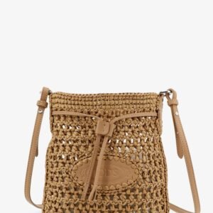Raffia bucket bag with crochet motif