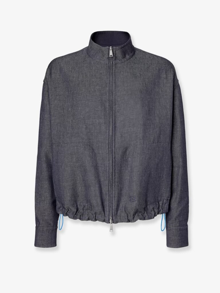 Reversible denim jacket with embroidered FF logo