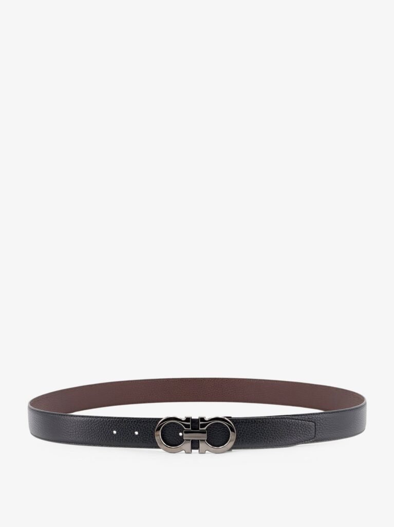 Reversible hammered leather belt