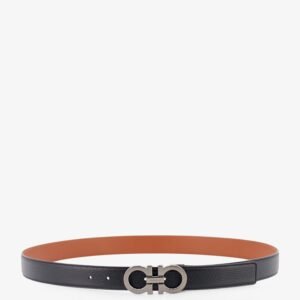 Reversible leather Gancini belt