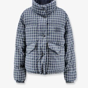 Reversible madras flannel down jacket