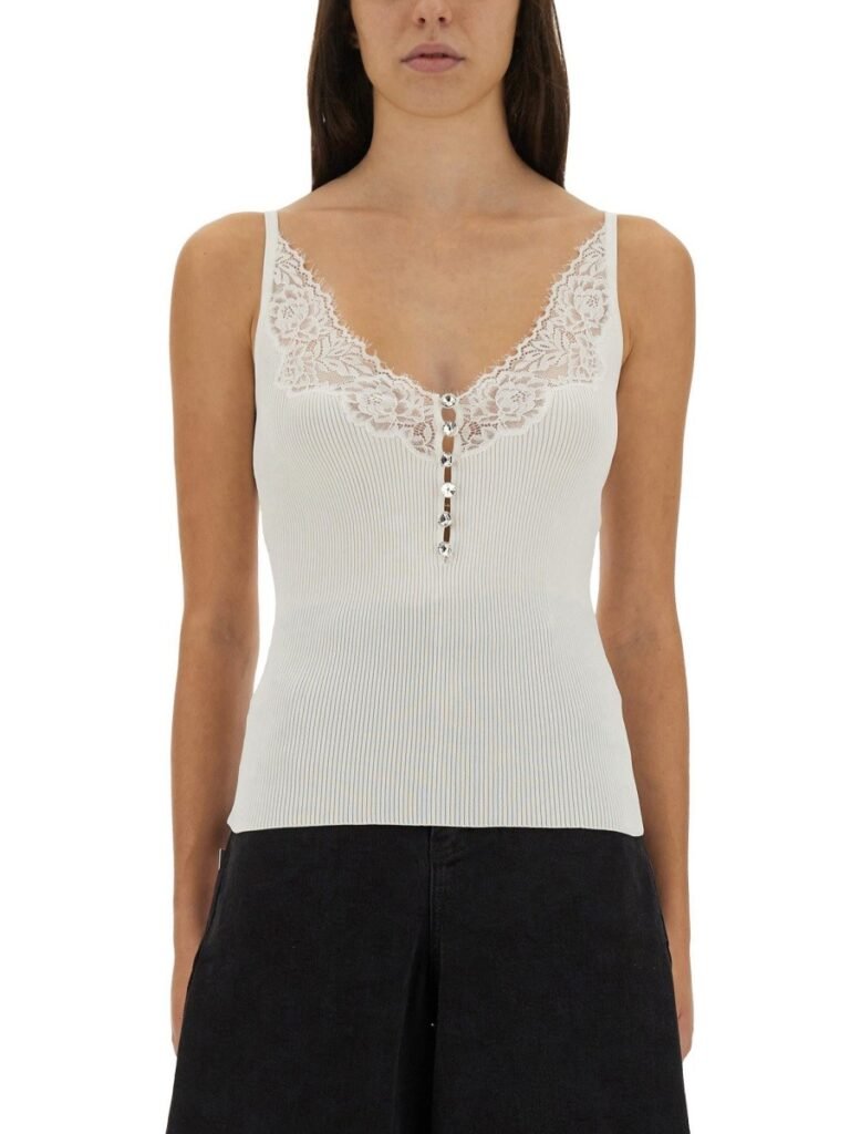 RIBBED KNIT TOP WITH LACE