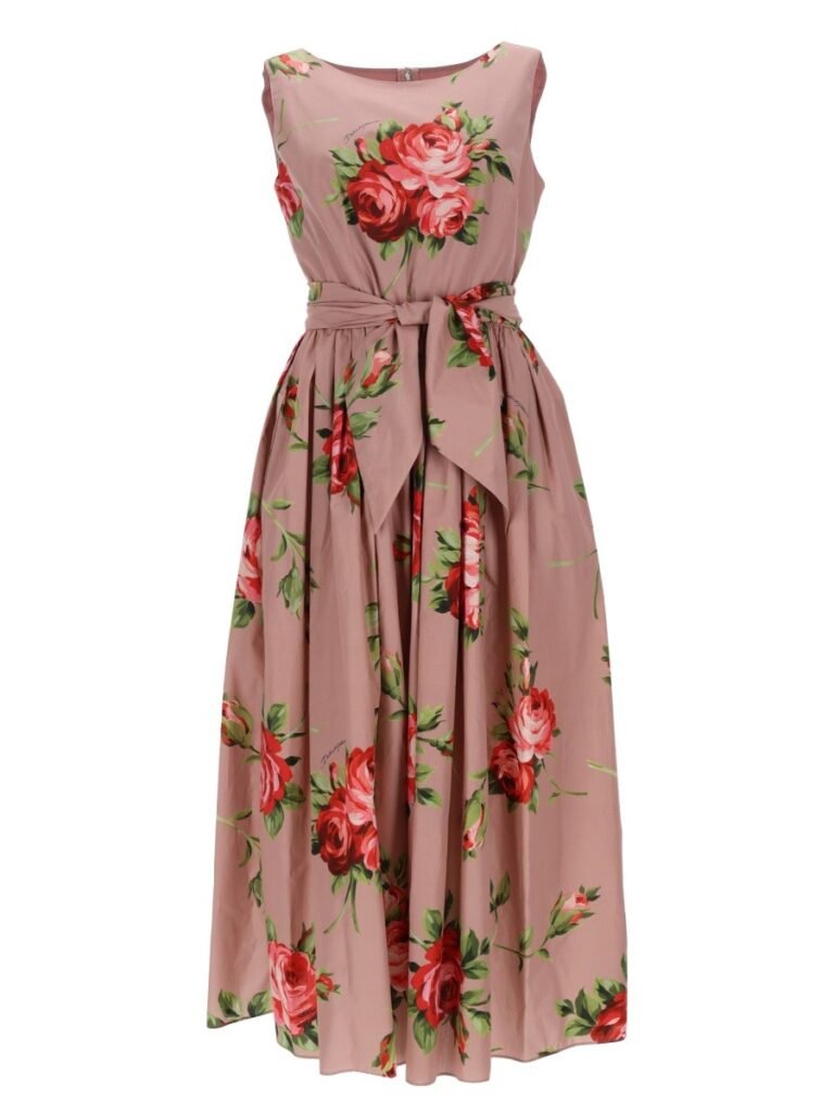 ROSE BOUQUET PRINT MIDI DRESS