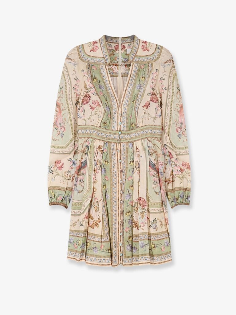 Roselight Plunge Tapestry Print Linen Dress