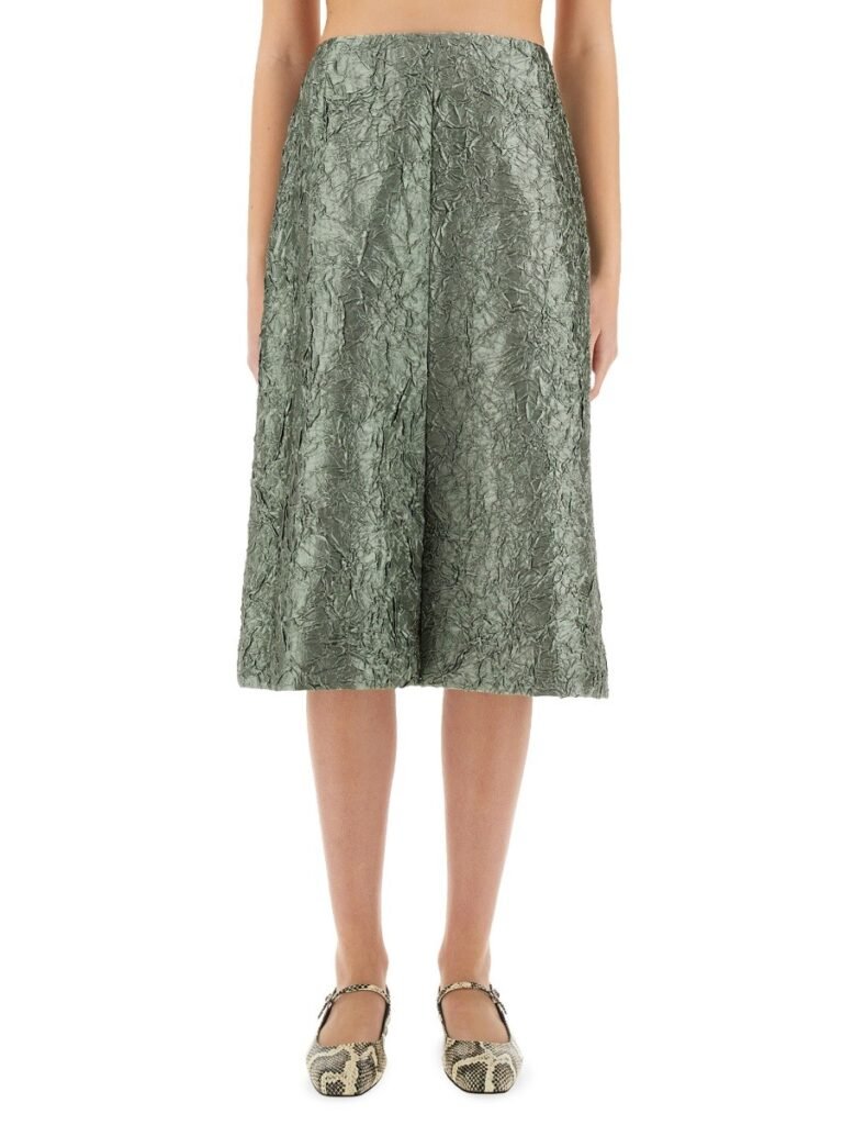 RUCHED SATIN MIDI SKIRT