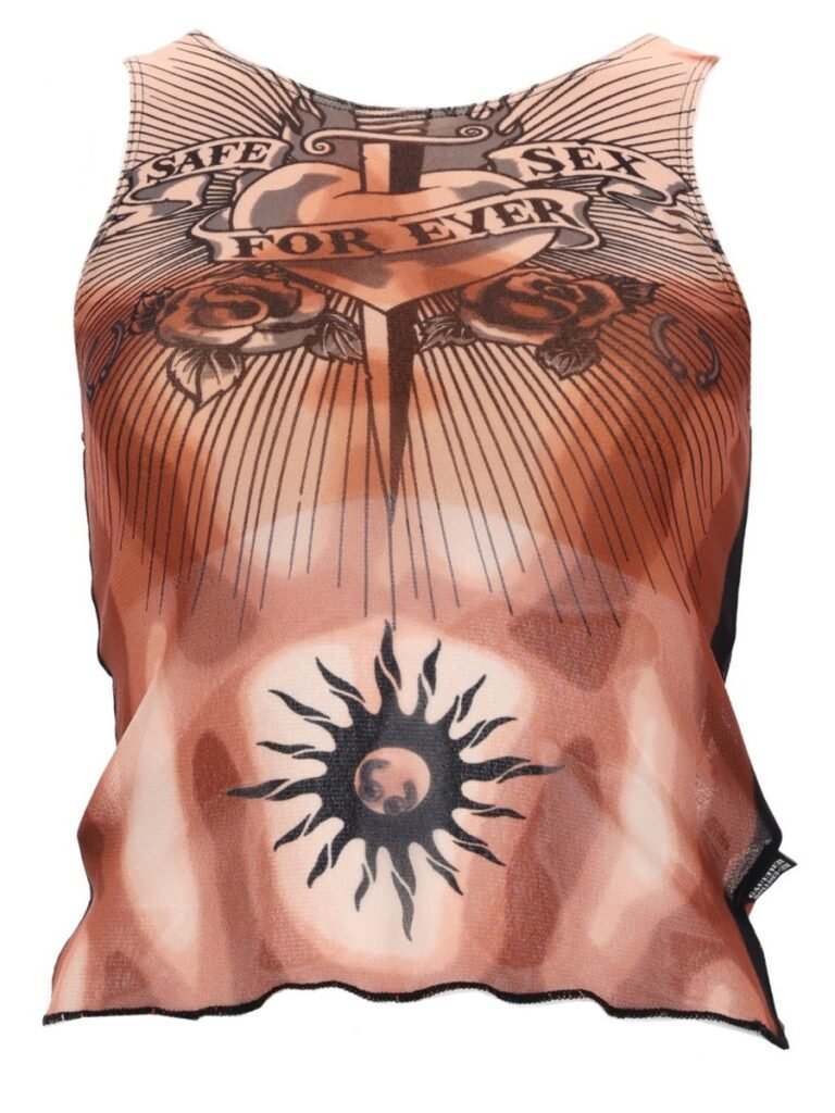 "SAFE SEX TATOO" PRINT TOP