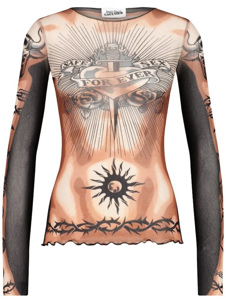 "SAFE SEX TATOO" PRINT TOP