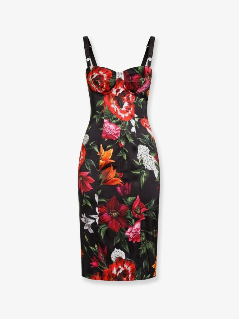 Satin dress with floral print