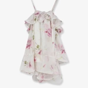 Satin mini dress with flounces
