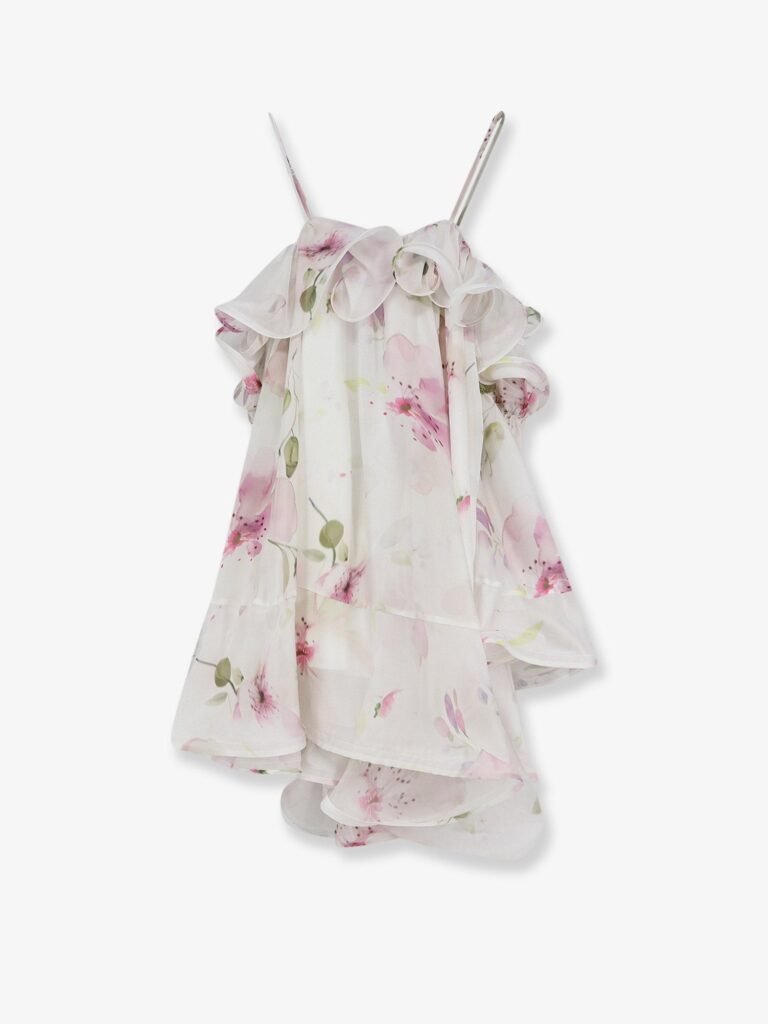 Satin mini dress with flounces