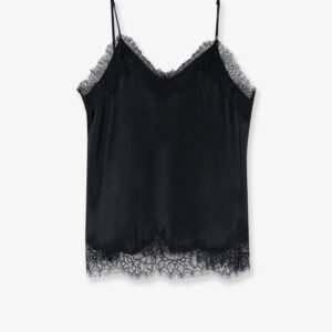 Satin top with lace profiles