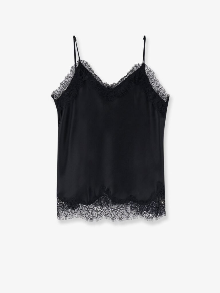 Satin top with lace profiles