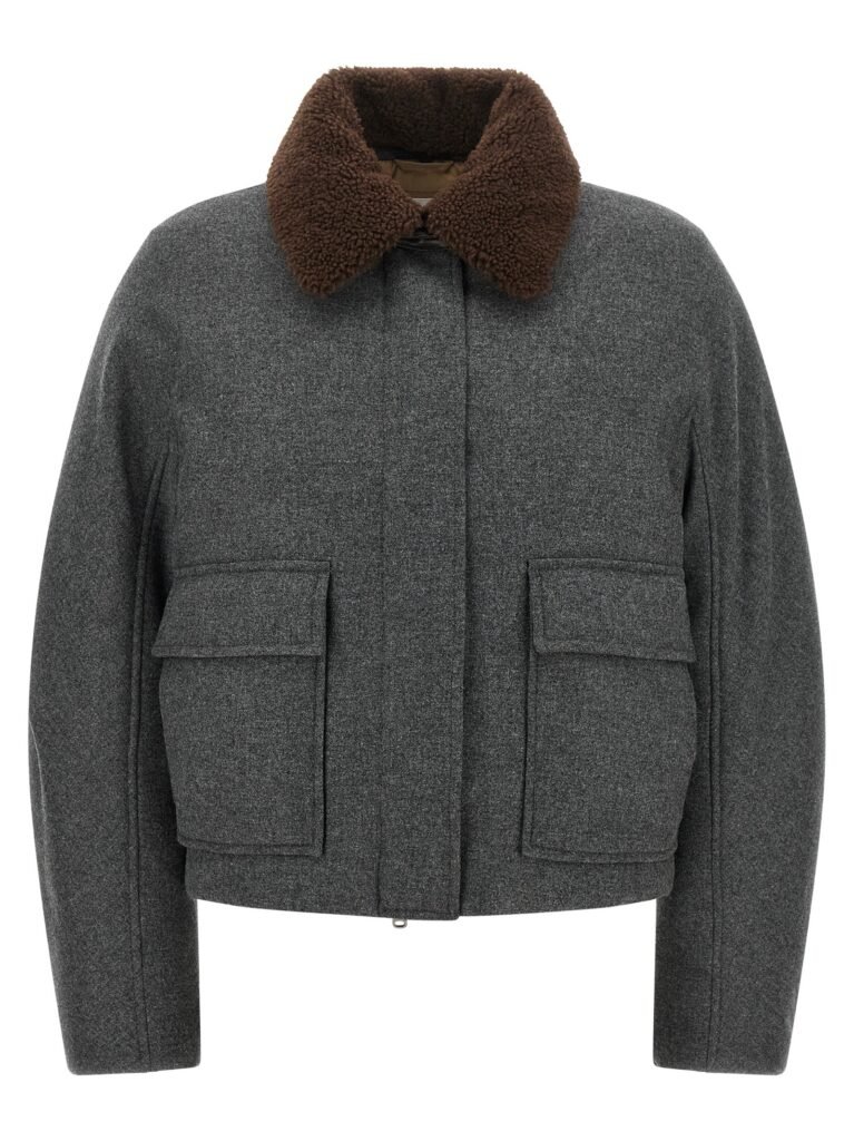 Shearling collar cropped jacket