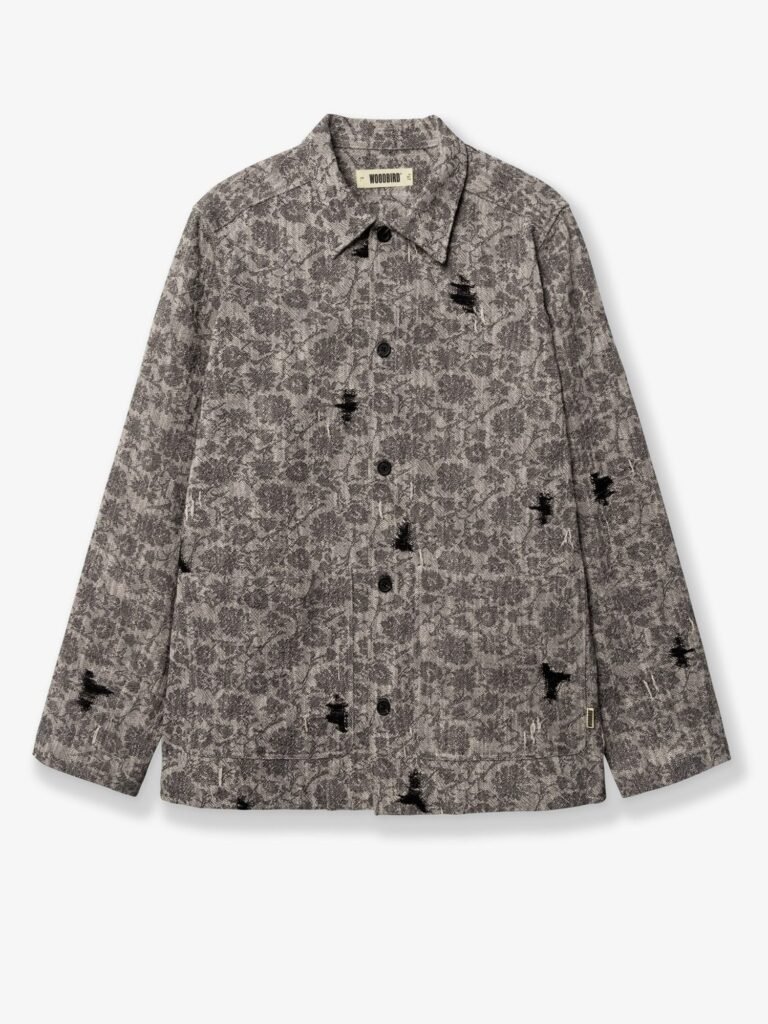 Shirt jacket with melange inlay
