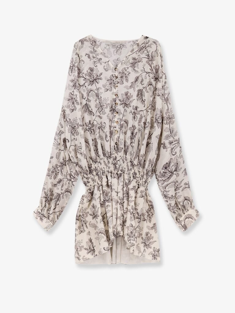 Short cotton dress with floral pattern