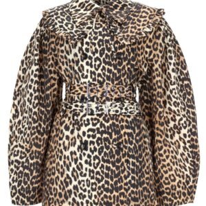 SHORT TRENCH COAT WITH LEOPARD PRINT