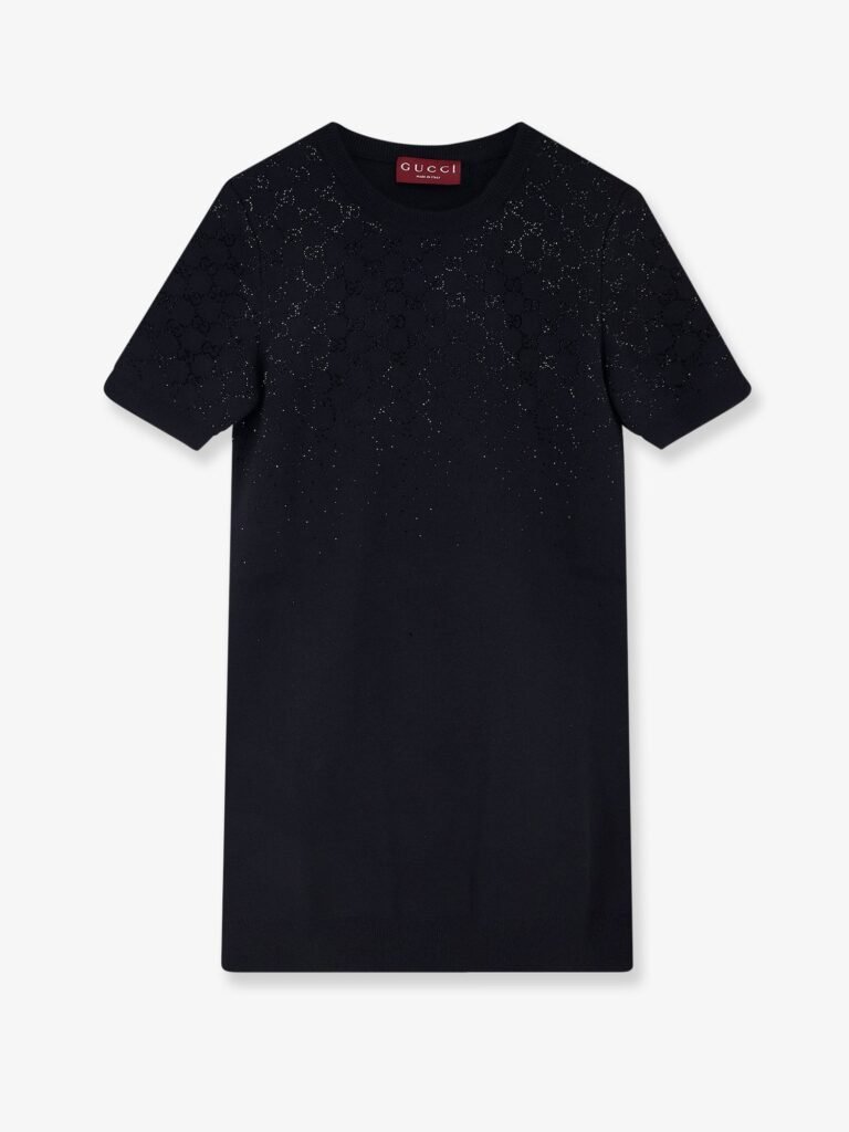 Short wool dress with GG crystals