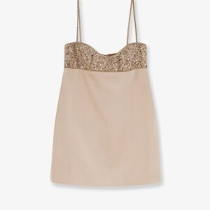 Shyla satin dress with rhinestones detail