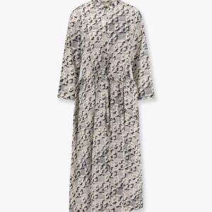Silk dress with pixelated logo print