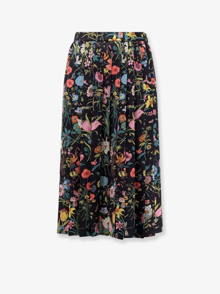 Silk midi skirt with floral print