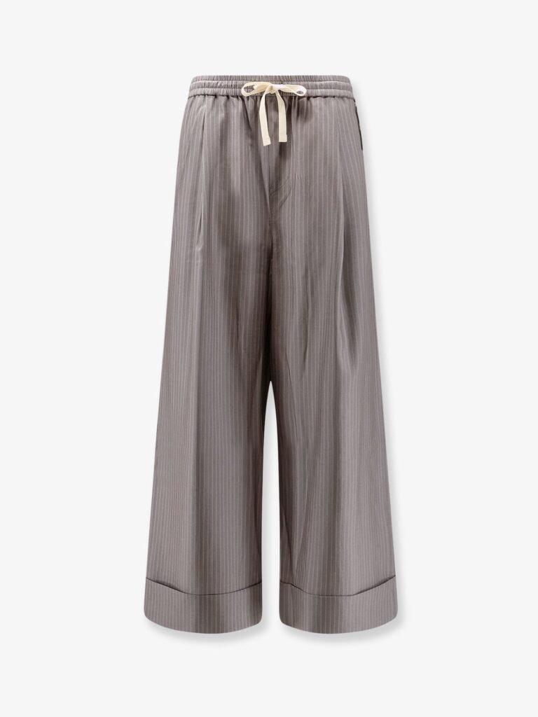 Silk, polyester and wool blend trousers