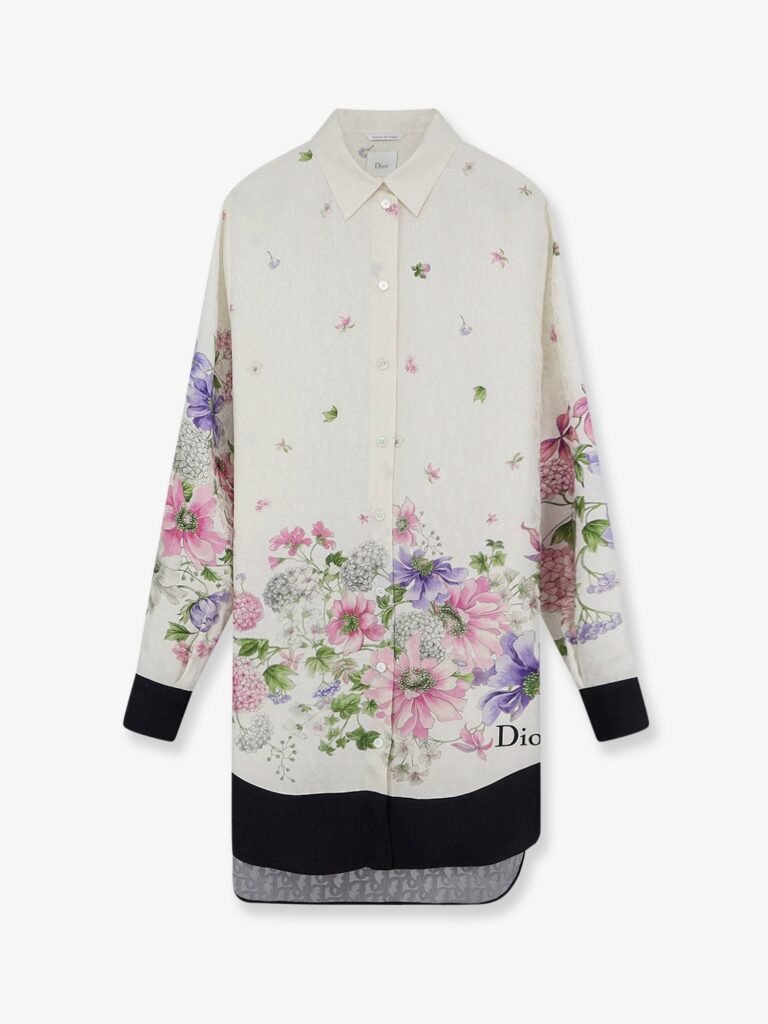 Silk shirt with Dior Hortensia Garden print