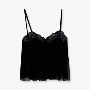 Silk top with lace profiles