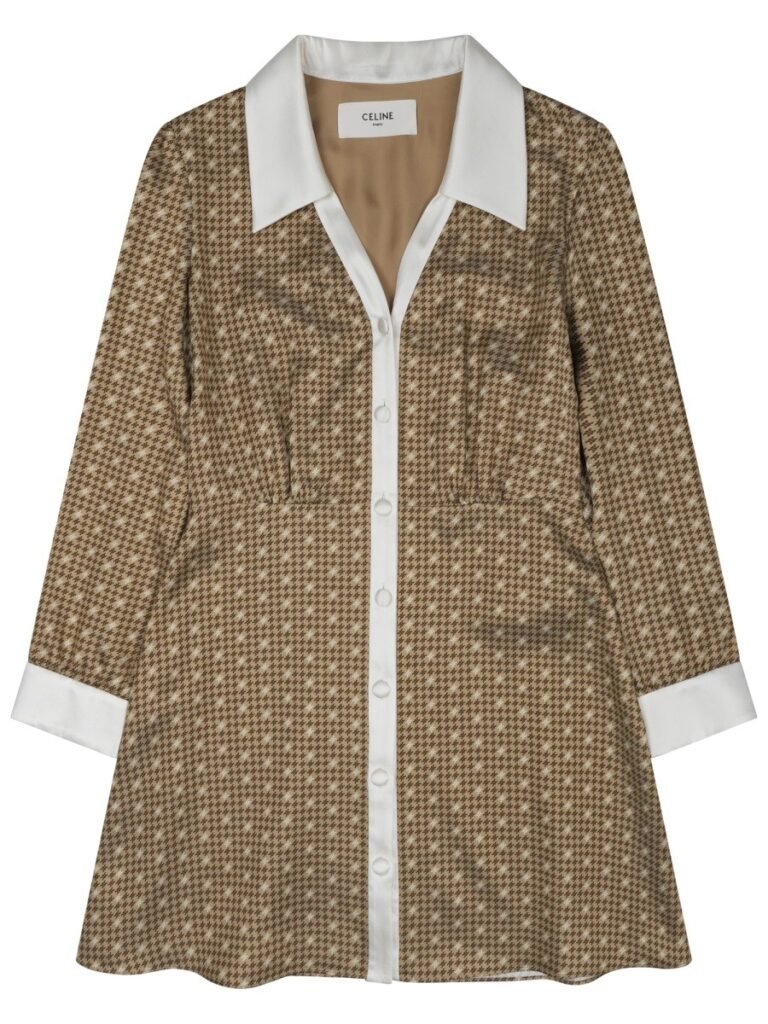silk twill mini shirt dress