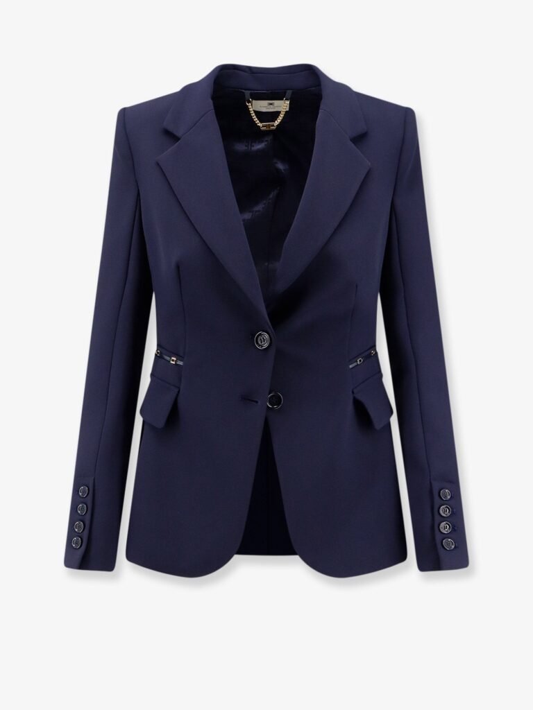 Slim fit blazer with gold logo clamps