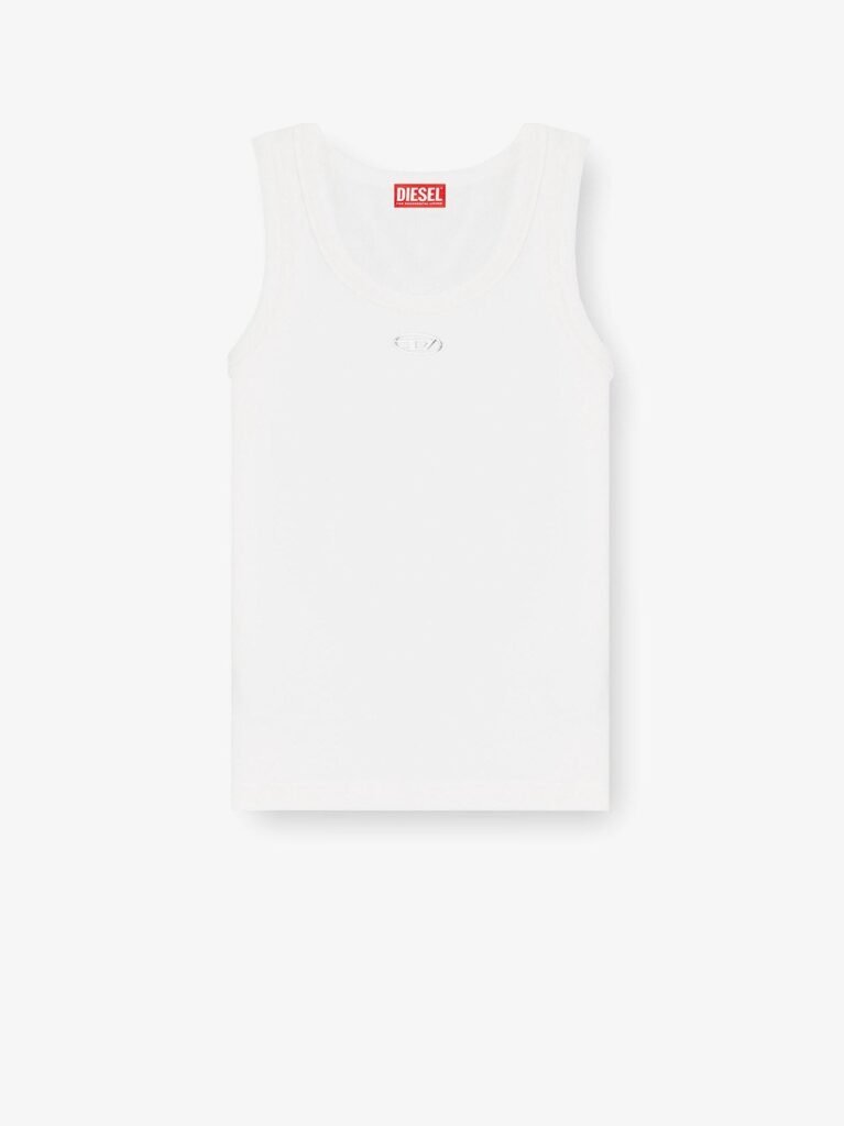 Slim fit ribbed tank top with metal Oval D