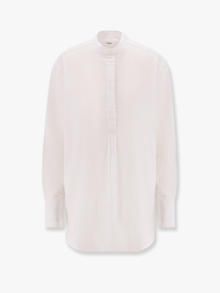 Stand collar organic cotton shirt