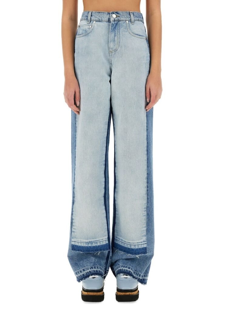 STRAIGHT-LEG JEANS WITH CONTRASTING PANELS