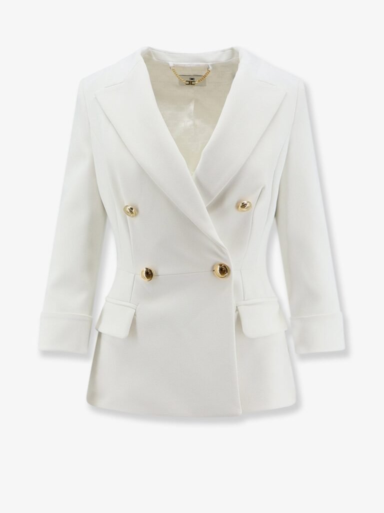 Stretch fabric blazer with logo cufflinks
