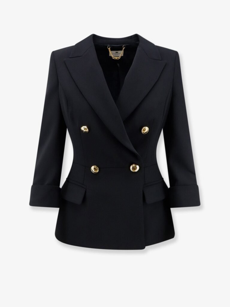 Stretch fabric blazer with logoed cufflinks