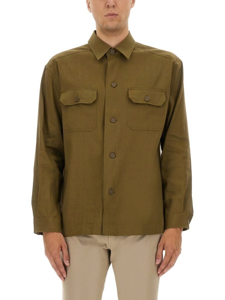 STRETCH LINEN AND VISCOSE SHIRT