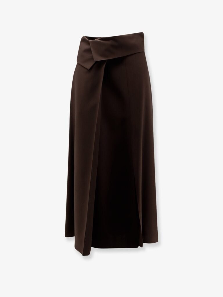 Stretch virgin wool long skirt