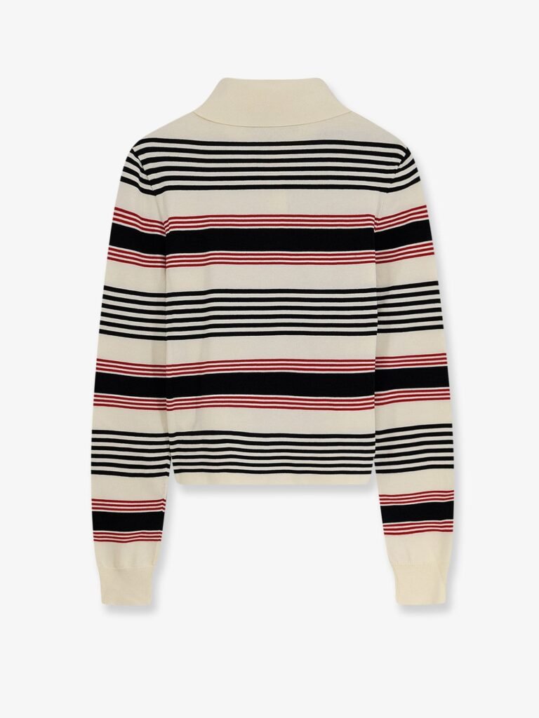 Striped cotton polo sweater