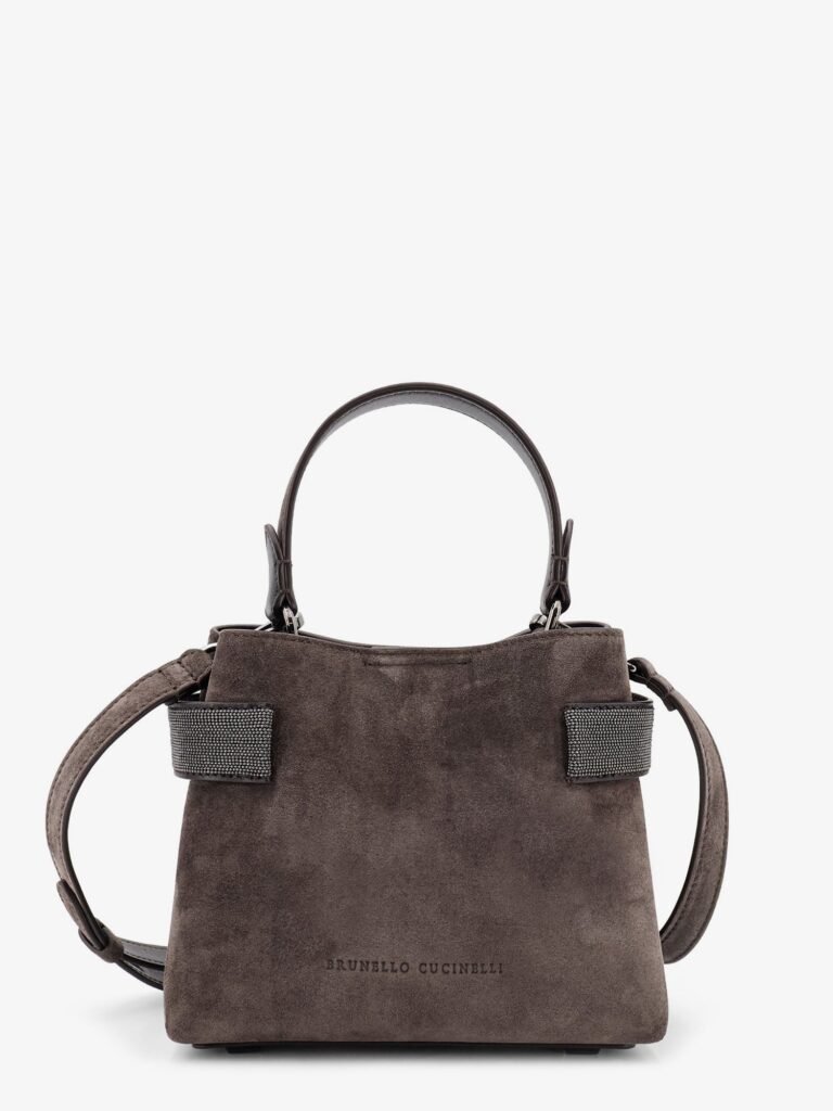 Suede crossbody bag with Monili detail