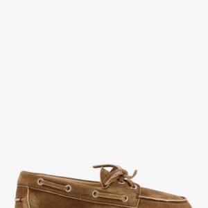 Suede loafers with embroidered logo