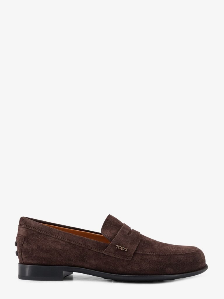 Suede loafers with side logo