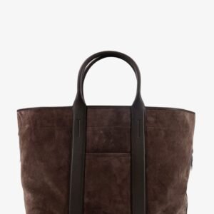 Suede shopping bag with logo engraved on the bottom