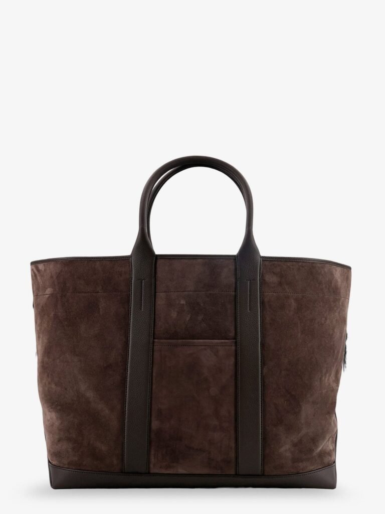 Suede shopping bag with logo engraved on the bottom