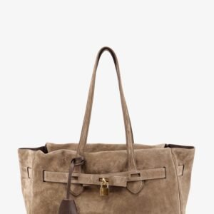 Suede shoulder bag with logo padlock detail