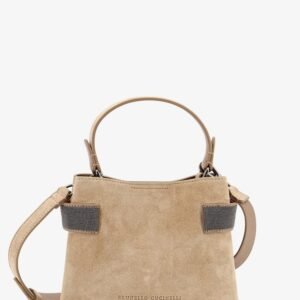 Suede shoulder bag with Monili detail