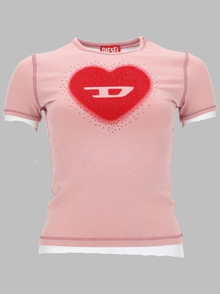 T-SHIRT CON STAMPA A CUORE E BORCHIE