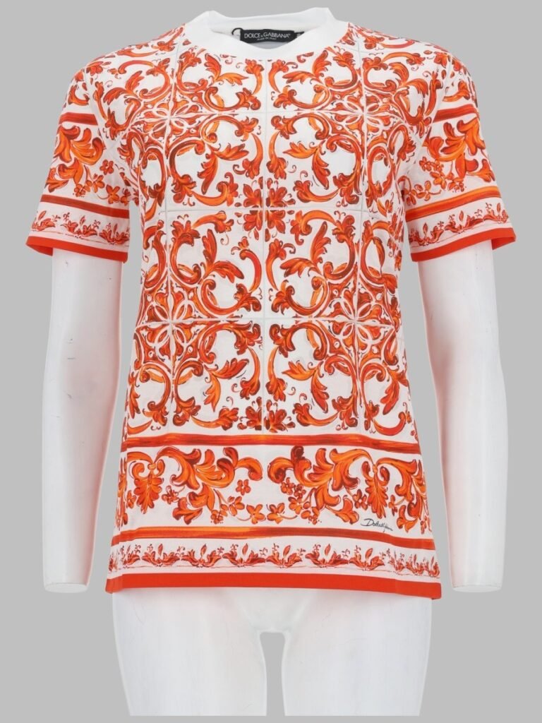T-SHIRT IN JERSEY STAMPA MAIOLICA
